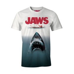 T-shirt blanc Les Dents de la Mer Poster - Jaws Tie and Dye